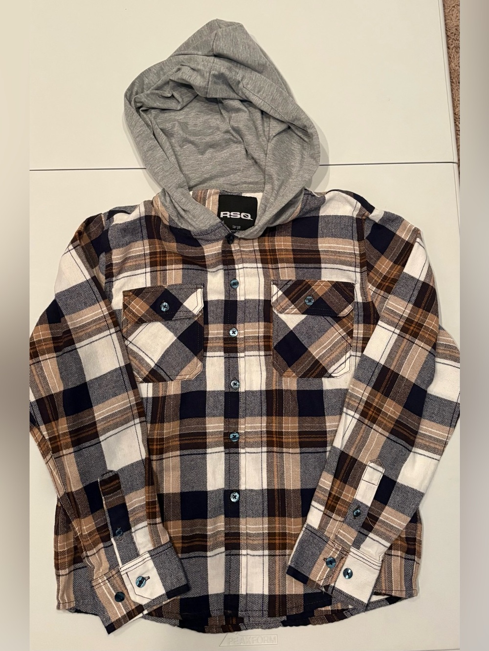 RSQ Plaid Hooded Flannel - Boys (L)